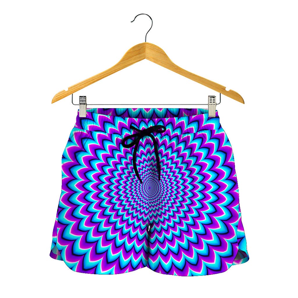 Blue Expansion Moving Optical Illusion Women's Shorts