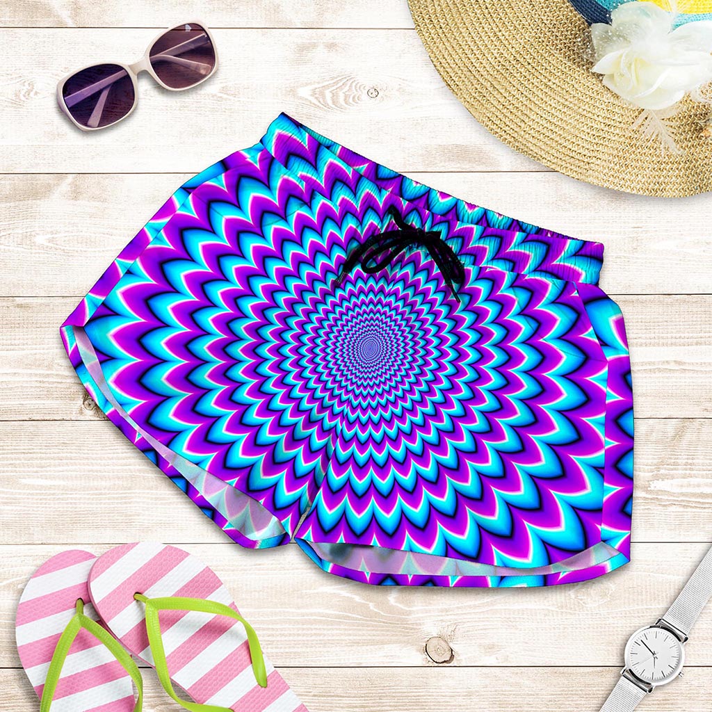 Blue Expansion Moving Optical Illusion Women's Shorts