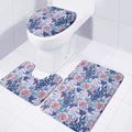 Blue Fairy Rose Unicorn Pattern Print 3 Piece Bath Mat Set