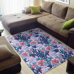 Blue Fairy Rose Unicorn Pattern Print Area Rug GearFrost