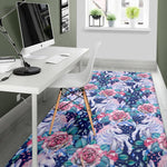 Blue Fairy Rose Unicorn Pattern Print Area Rug GearFrost