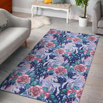 Blue Fairy Rose Unicorn Pattern Print Area Rug GearFrost