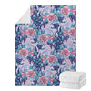 Blue Fairy Rose Unicorn Pattern Print Blanket