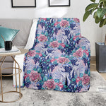 Blue Fairy Rose Unicorn Pattern Print Blanket