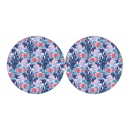Blue Fairy Rose Unicorn Pattern Print Car Coasters