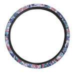 Blue Fairy Rose Unicorn Pattern Print Car Steering Wheel Cover