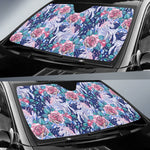 Blue Fairy Rose Unicorn Pattern Print Car Sun Shade GearFrost