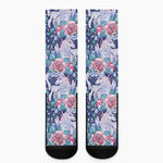 Blue Fairy Rose Unicorn Pattern Print Crew Socks