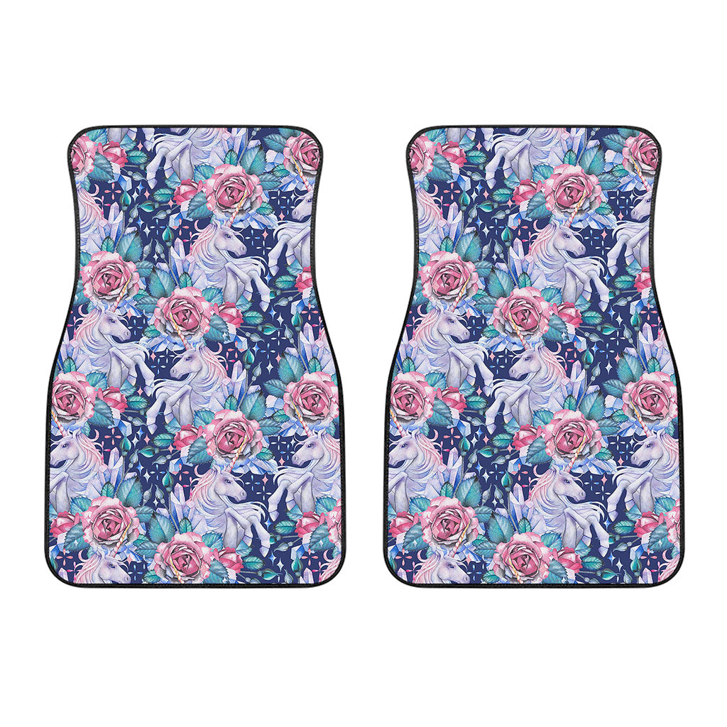 Blue Fairy Rose Unicorn Pattern Print Front Car Floor Mats