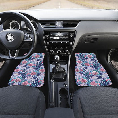 Blue Fairy Rose Unicorn Pattern Print Front Car Floor Mats
