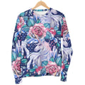 Blue Fairy Rose Unicorn Pattern Print Men's Crewneck Sweatshirt