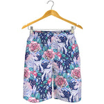 Blue Fairy Rose Unicorn Pattern Print Men's Shorts
