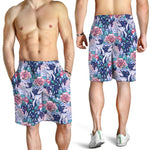 Blue Fairy Rose Unicorn Pattern Print Men's Shorts