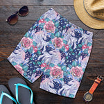 Blue Fairy Rose Unicorn Pattern Print Men's Shorts