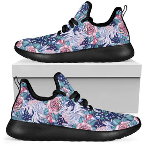 Blue Fairy Rose Unicorn Pattern Print Mesh Knit Shoes GearFrost