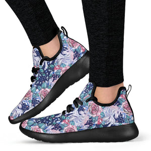 Blue Fairy Rose Unicorn Pattern Print Mesh Knit Shoes GearFrost