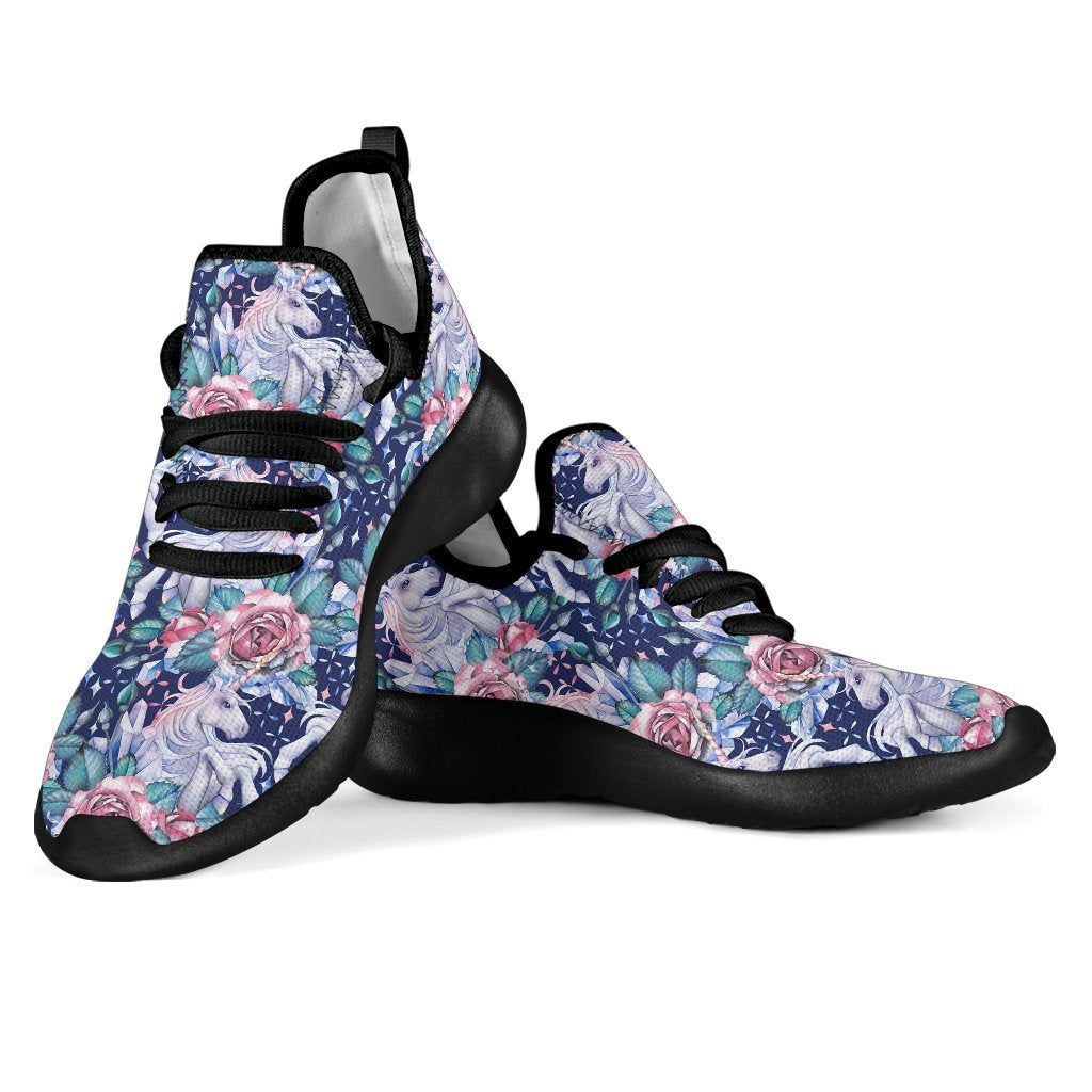 Blue Fairy Rose Unicorn Pattern Print Mesh Knit Shoes GearFrost