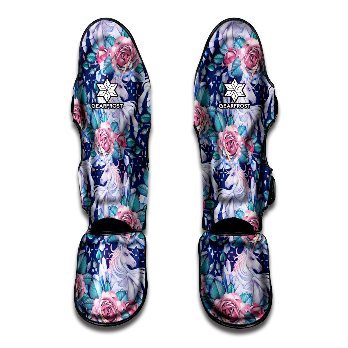 Blue Fairy Rose Unicorn Pattern Print Muay Thai Shin Guard