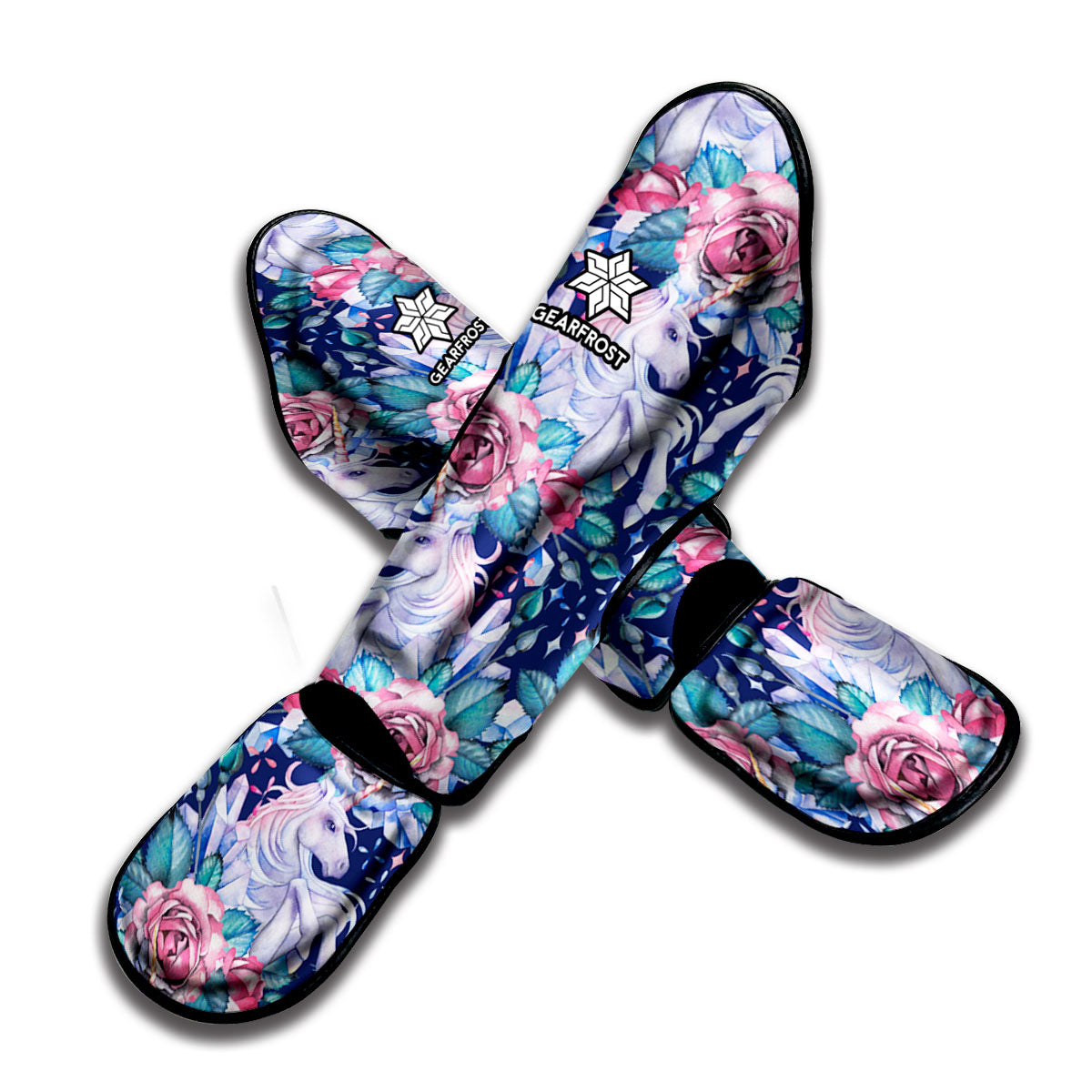 Blue Fairy Rose Unicorn Pattern Print Muay Thai Shin Guard