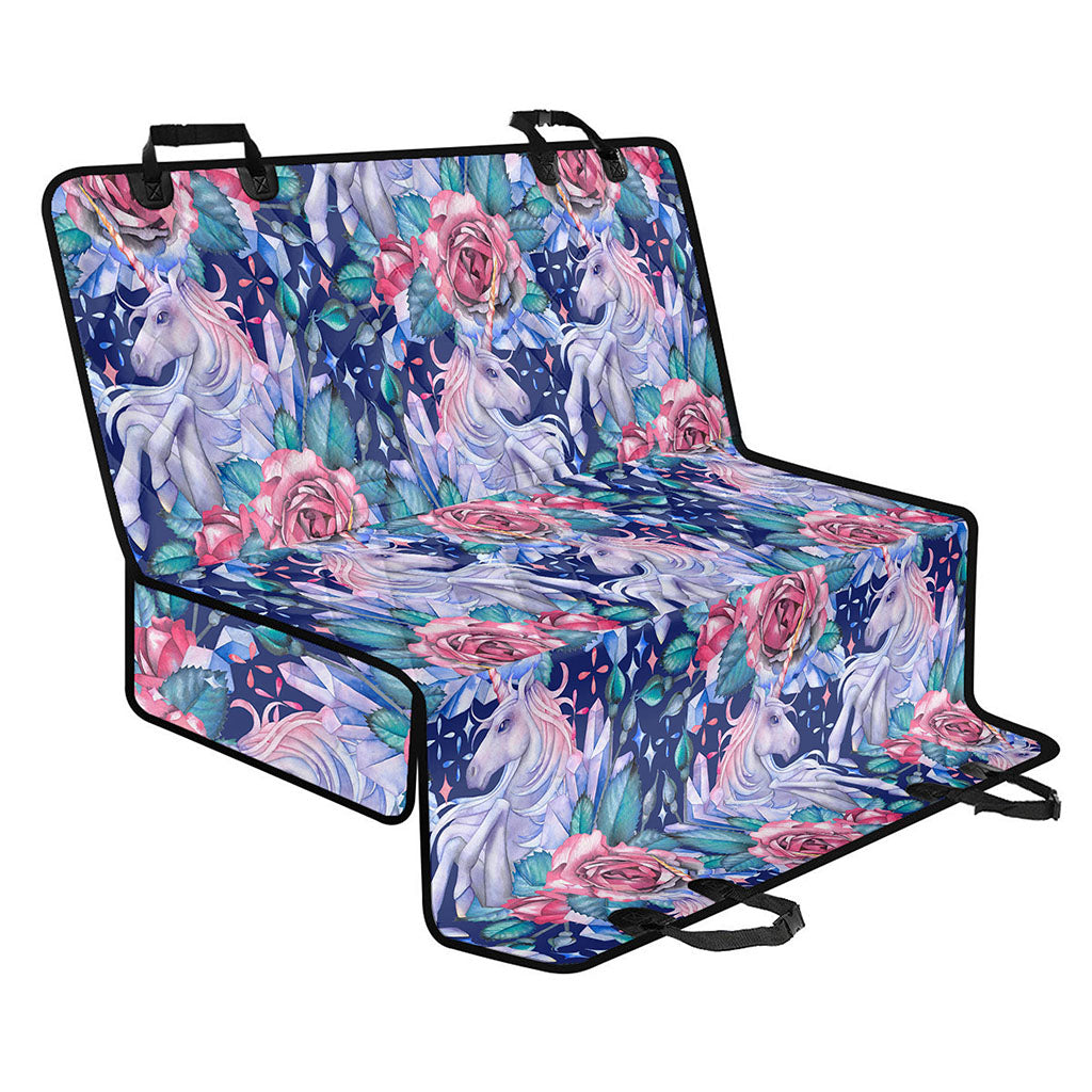 Blue Fairy Rose Unicorn Pattern Print Pet Car Back Seat Cover