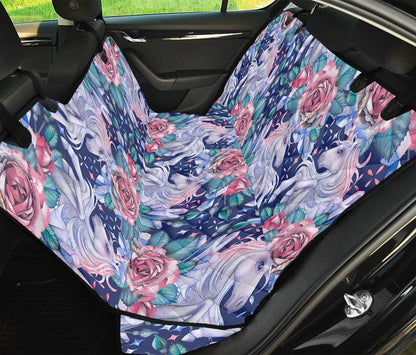 Blue Fairy Rose Unicorn Pattern Print Pet Car Back Seat Cover