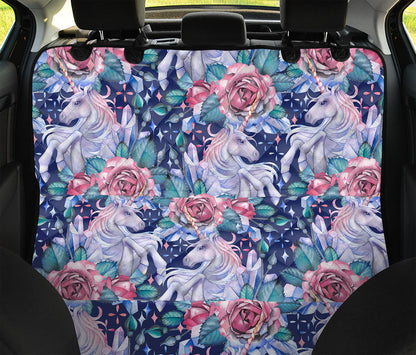 Blue Fairy Rose Unicorn Pattern Print Pet Car Back Seat Cover