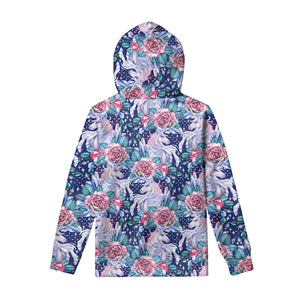 Blue Fairy Rose Unicorn Pattern Print Pullover Hoodie