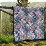 Blue Fairy Rose Unicorn Pattern Print Quilt