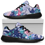 Blue Fairy Rose Unicorn Pattern Print Sport Shoes GearFrost
