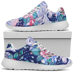 Blue Fairy Rose Unicorn Pattern Print Sport Shoes GearFrost