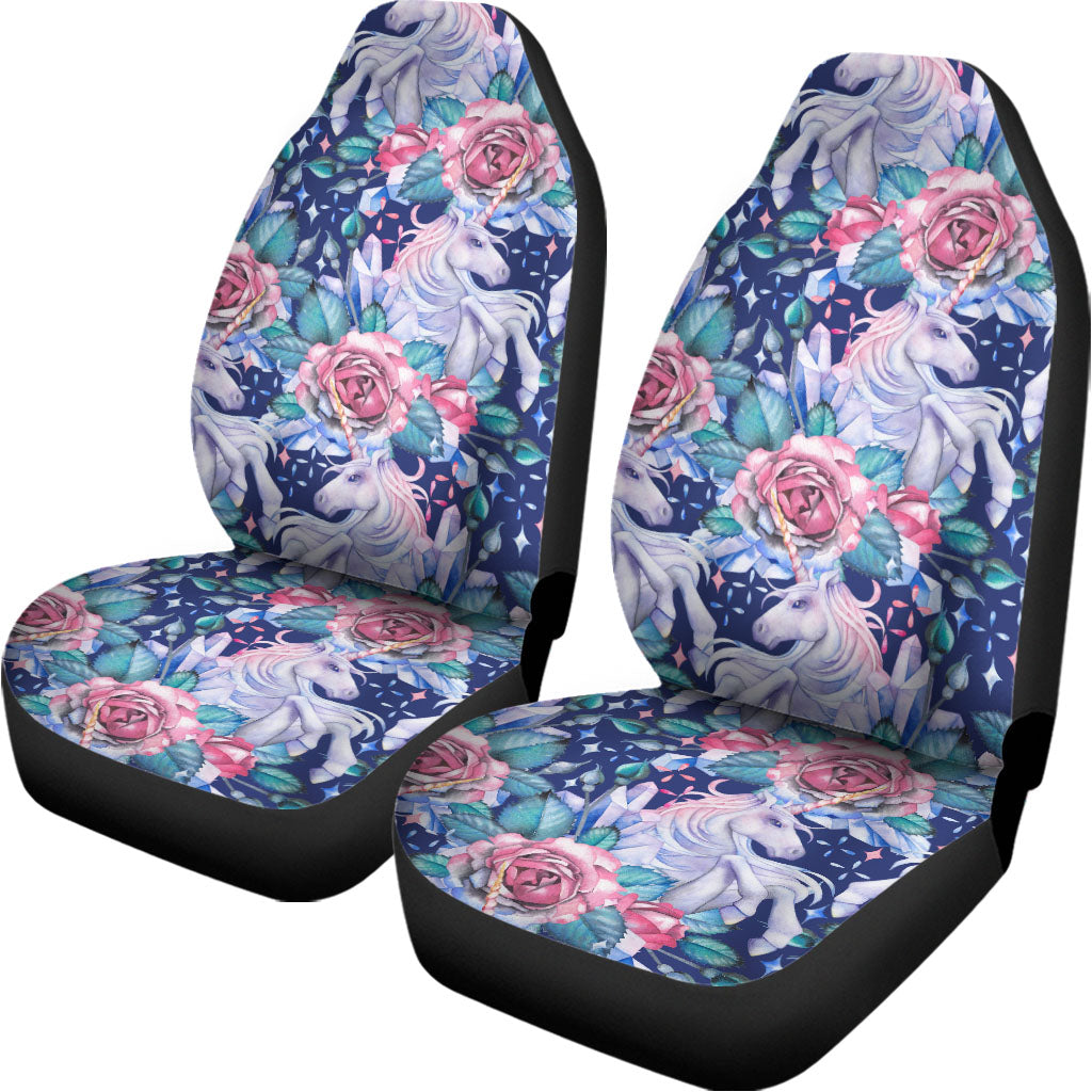 Blue Fairy Rose Unicorn Pattern Print Universal Fit Car Seat Covers