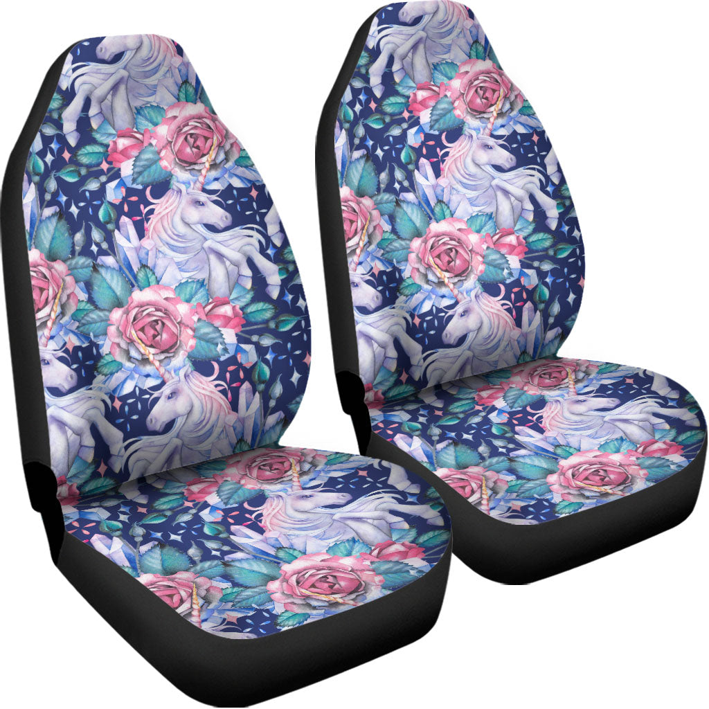 Blue Fairy Rose Unicorn Pattern Print Universal Fit Car Seat Covers