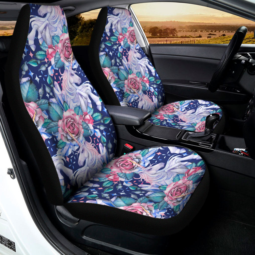 Blue Fairy Rose Unicorn Pattern Print Universal Fit Car Seat Covers