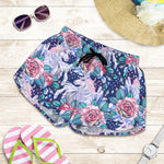 Blue Fairy Rose Unicorn Pattern Print Women's Shorts