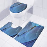 Blue Feather Print 3 Piece Bath Mat Set