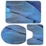 Blue Feather Print 3 Piece Bath Mat Set