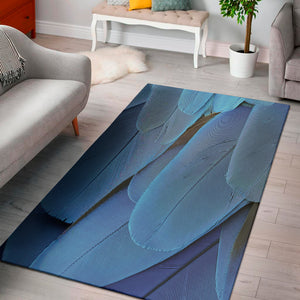 Blue Feather Print Area Rug