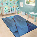 Blue Feather Print Area Rug