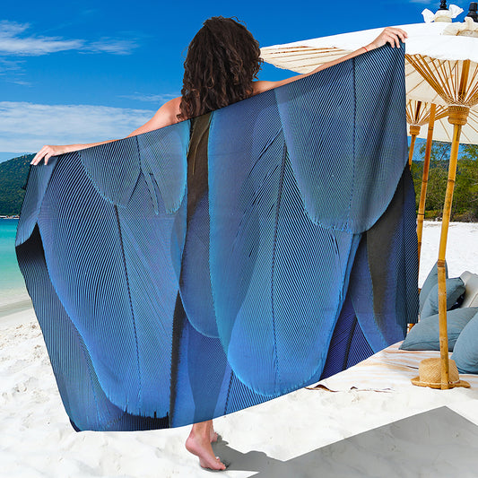 Blue Feather Print Beach Sarong Wrap