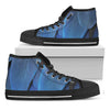 Blue Feather Print Black High Top Shoes