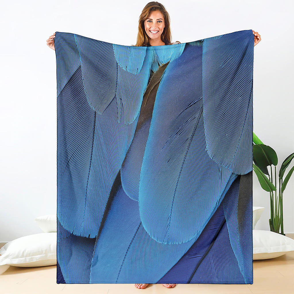 Blue Feather Print Blanket