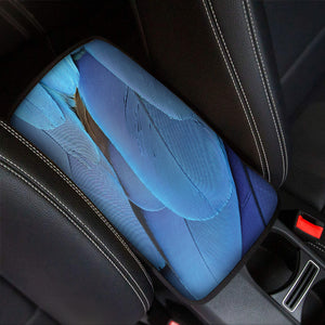 Blue Feather Print Car Center Console Cover