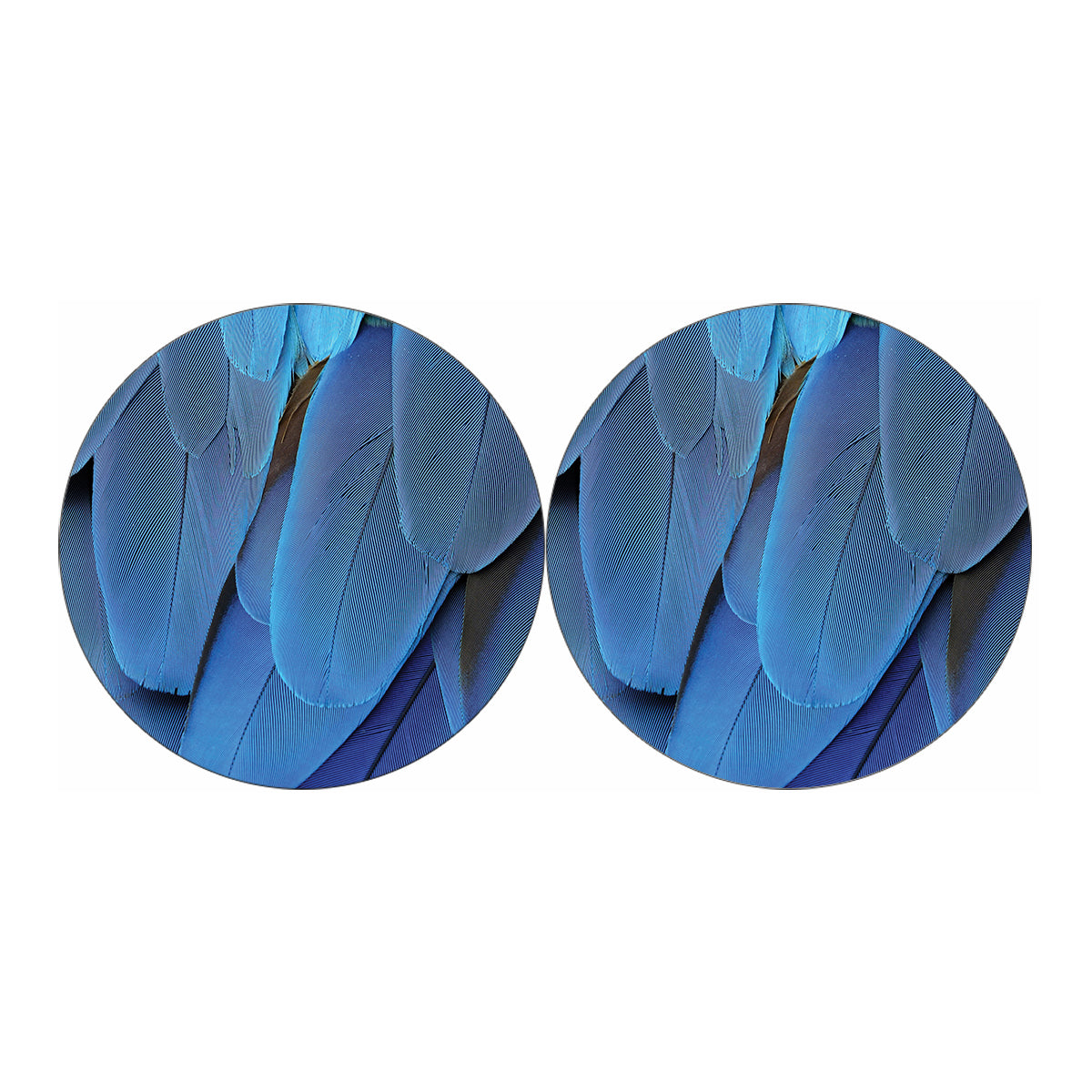 Blue Feather Print Car Coasters