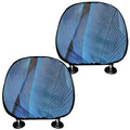 Blue Feather Print Car Headrest Covers