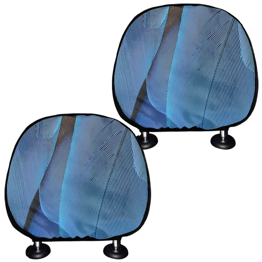 Blue Feather Print Car Headrest Covers