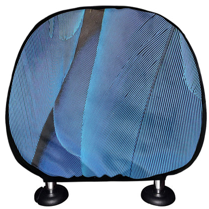 Blue Feather Print Car Headrest Covers