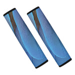 Blue Feather Print Car Seat Belt Covers