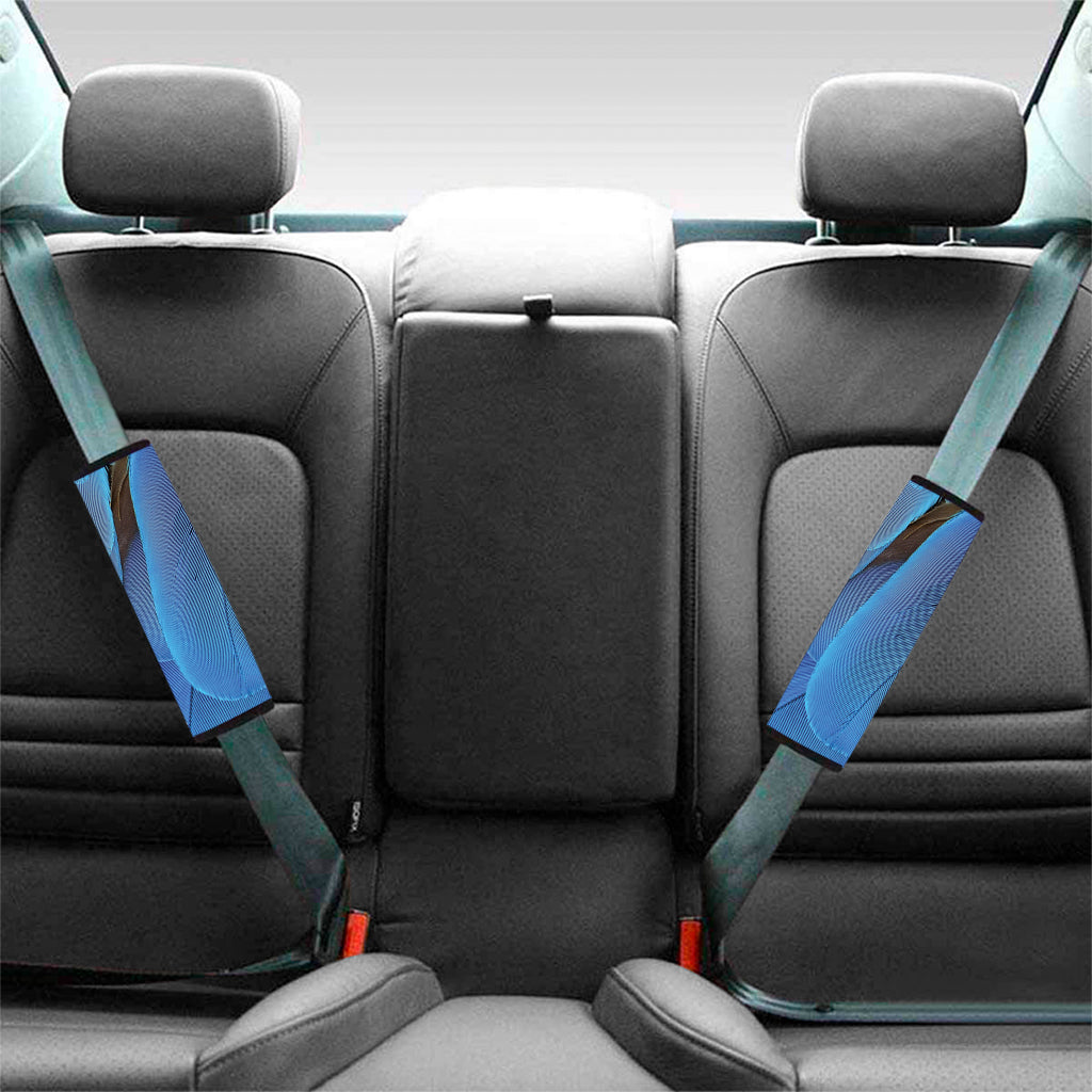 Blue Feather Print Car Seat Belt Covers