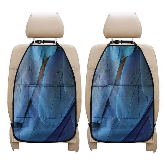 Blue Feather Print Car Seat Organizers