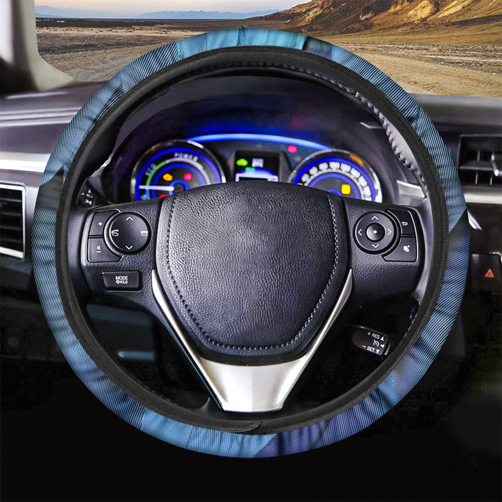 Blue Feather Print Car Steering Wheel Cover